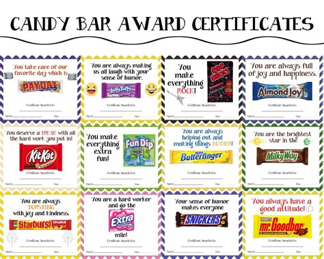 (don’t forget bus driver and the lunch crew!) Church helpers. . Free printable candy bar sayings